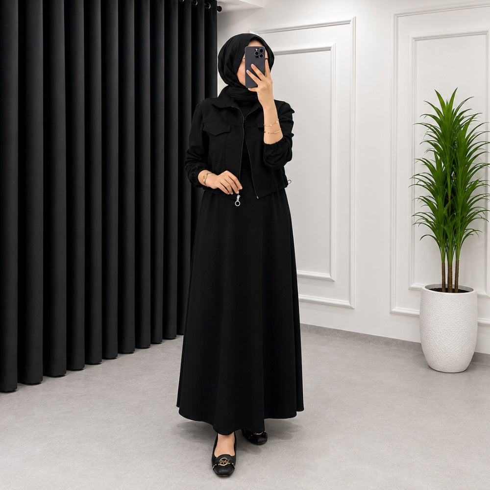 Drop Shoulder Short Jacket Maxi Style 2-Pcs Winter Co-Ord Set. WWTS-15 V3