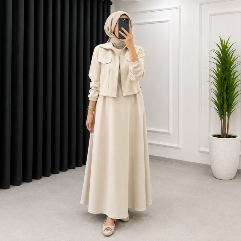 Drop Shoulder Short Jacket Maxi Style 2-Pcs Winter Co-Ord Set. WWTS-15 V3
