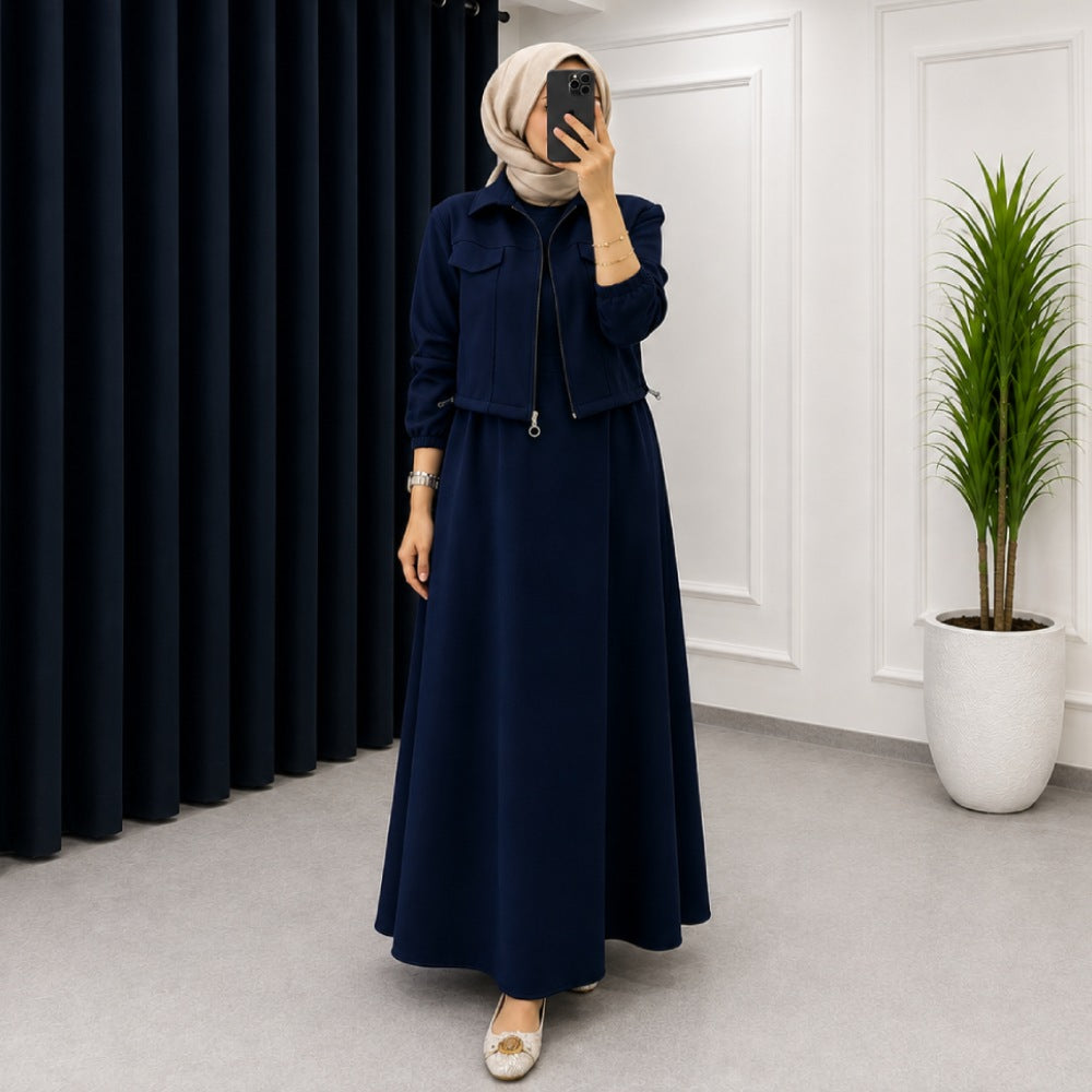 Drop Shoulder Short Jacket Maxi Style 2-Pcs Winter Co-Ord Set. WWTS-15 V3