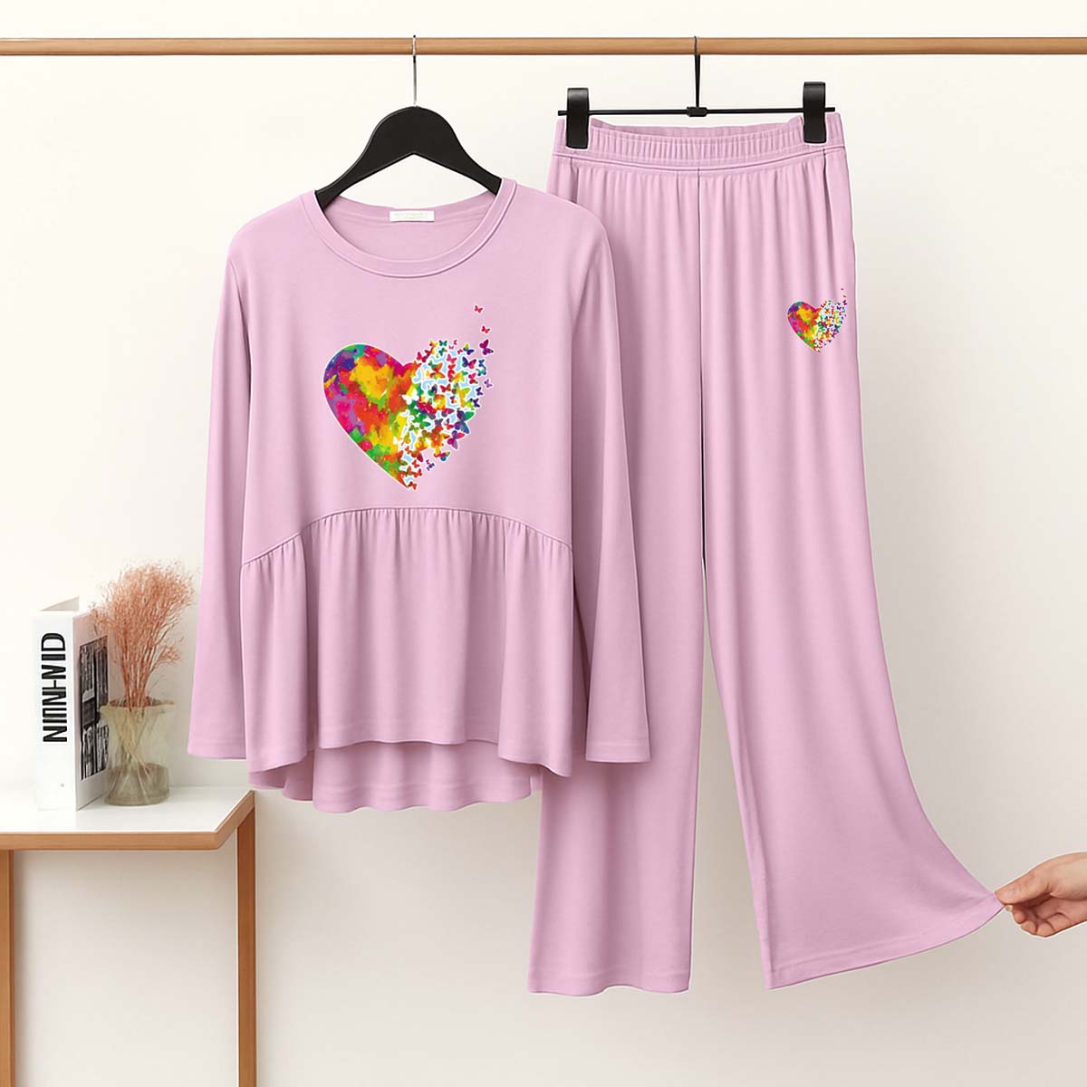 Peplum-Style Big-Printed 2-Pcs Lounge And Night Wear Suit. WLW-11