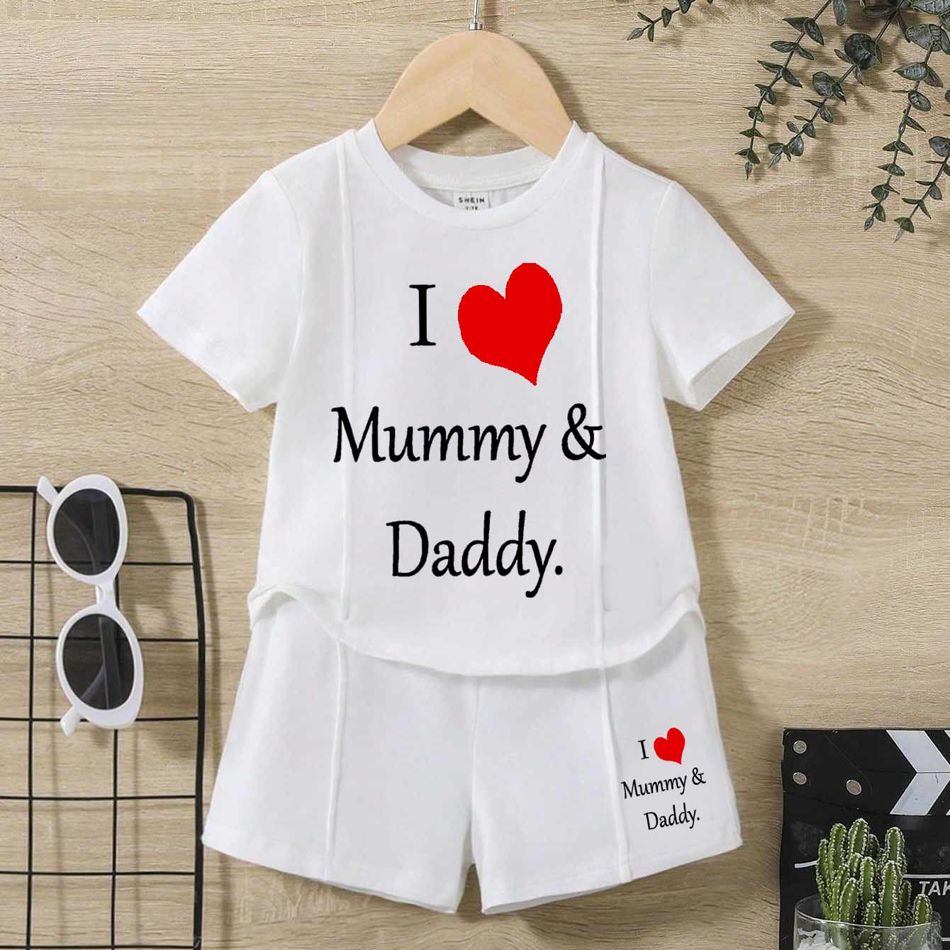 I Love D+M Kids Pintex Style 2-Pcs Summer Suit. (HTS+SH)