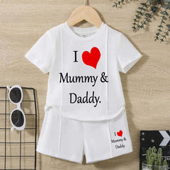 I Love D+M Kids Pintex Style 2-Pcs Summer Suit. (HTS+SH)