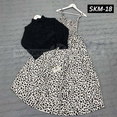 Short Koti & Printed Smoky Maxi Style Western 2-Pcs Stiched Suit. SKM-18