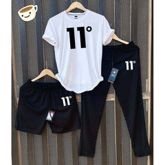 White 11-Degree Bundle Of 3 Dry-Fit Premium Quality Summer Suit.