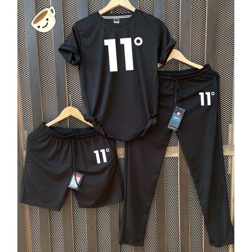 Black 11-Degree Bundle Of 3 Dry-Fit Premium Quality Summer Suit.