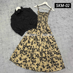 Short Koti & Printed Smoky Maxi Style Western 2-Pcs Stiched Suit. SKM-02