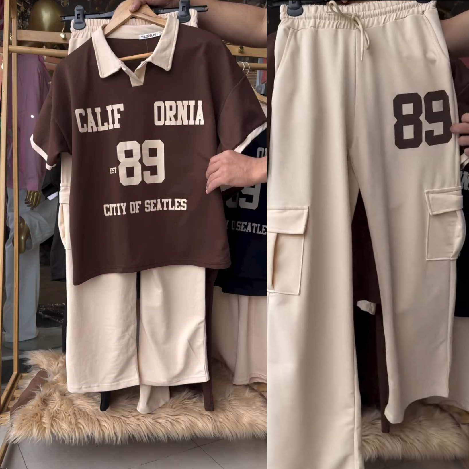 Cali-89 Collar Cargo Style Western 2-Pcs Summer Tracksuit For Her. WSTS-05