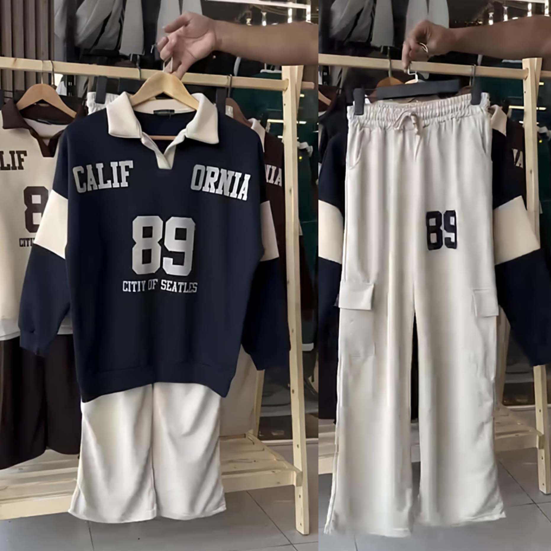 Cali-89 Collar Cargo Style 2-Pcs Winter Tracksuit For Her. WWTS-45