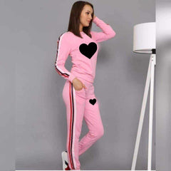 Multi Stripe Heart Printed 2-Pcs Summer Suit For Her.
