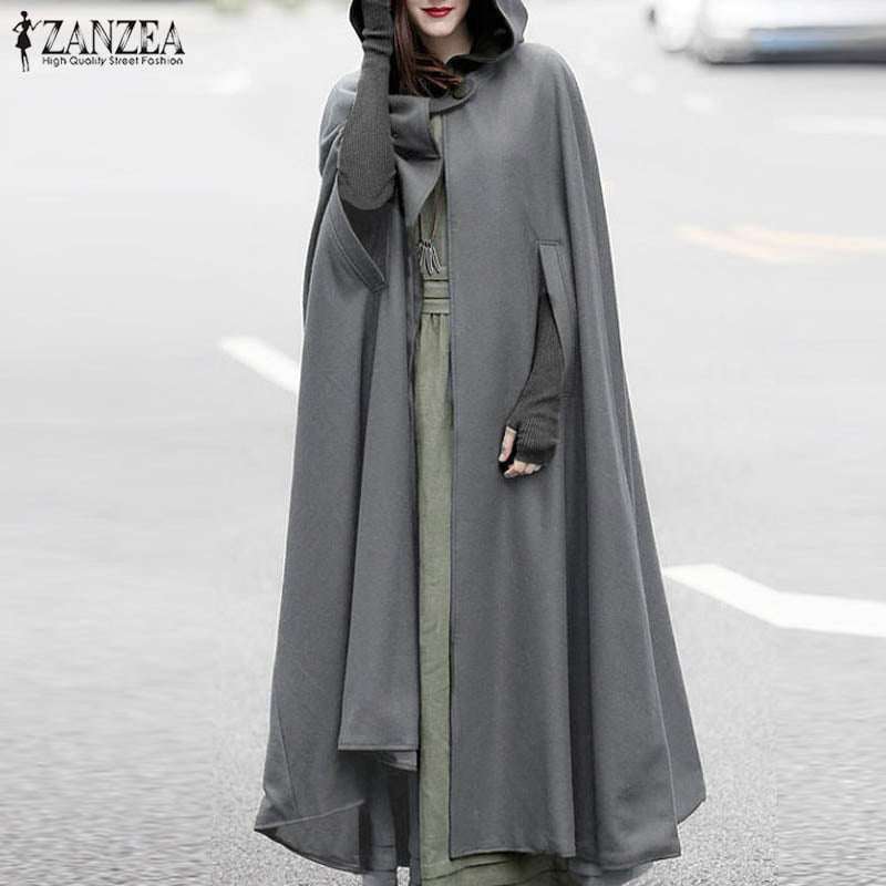 Long Hooded Batwing Style Winter Fleece Upper.