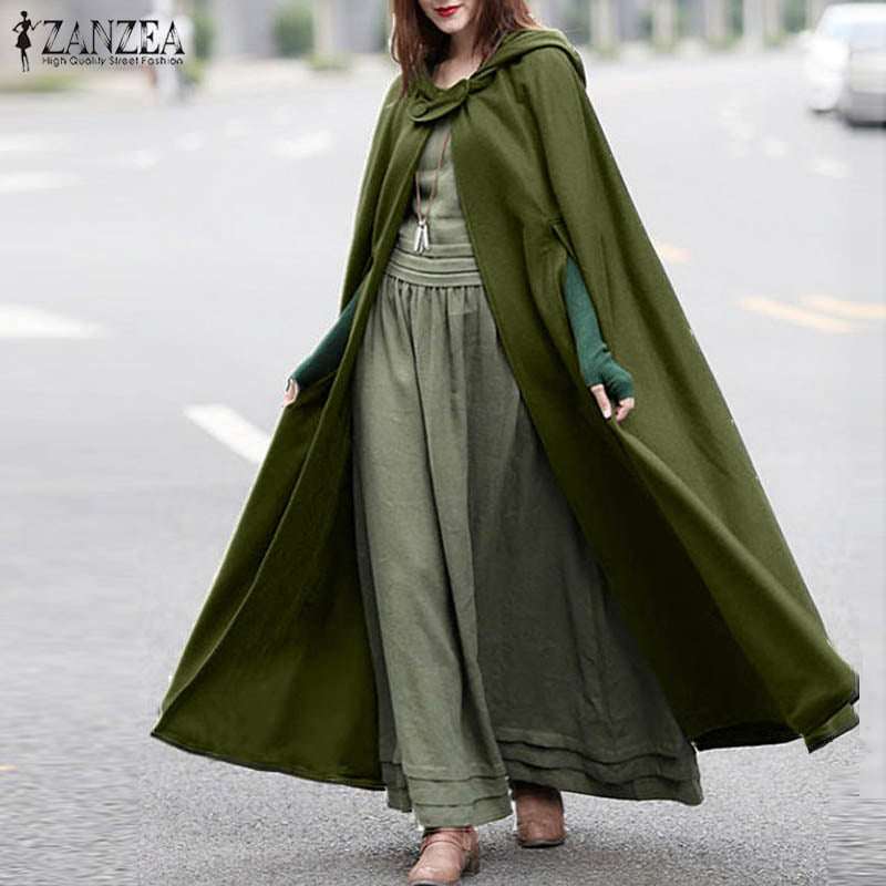 Long Hooded Batwing Style Winter Fleece Upper.