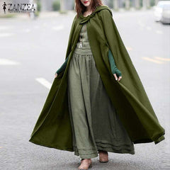 Long Hooded Batwing Style Winter Fleece Upper.