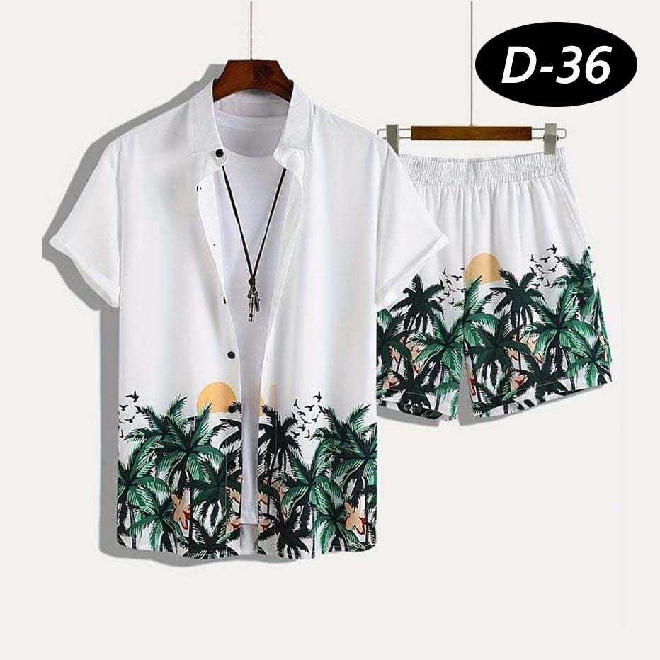 All-Over 3D Printed Premium Quality Dry-Fit 2-Pcs Summer Suit. D-36
