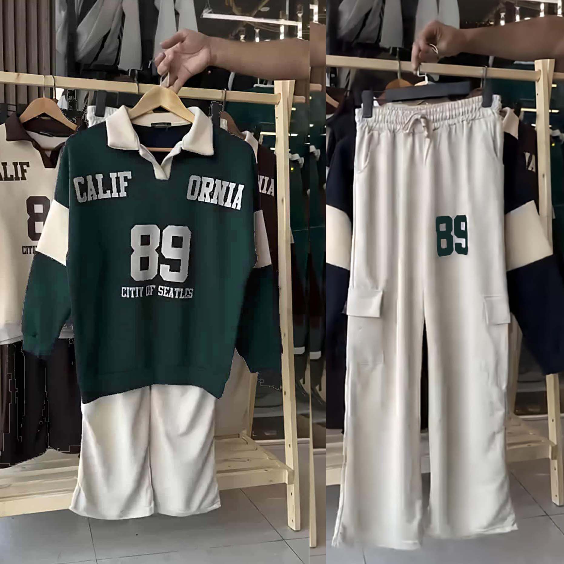 Cali-89 Collar Cargo Style 2-Pcs Winter Tracksuit For Her. WWTS-45