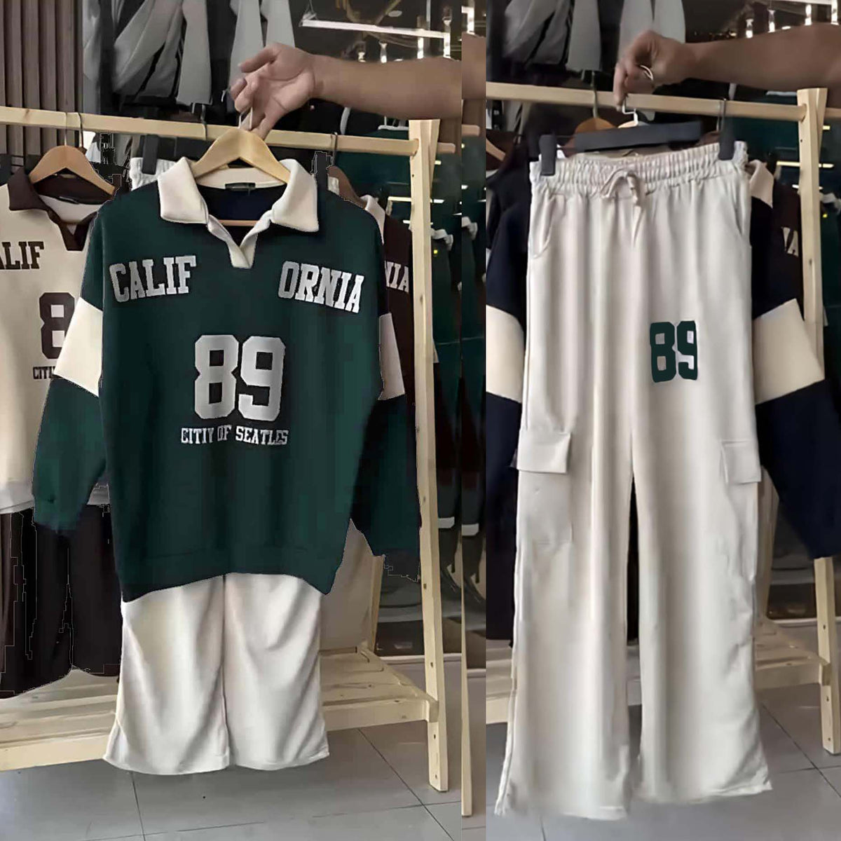 Cali-89 Collar Cargo Style 2-Pcs Winter Tracksuit For Her. WWTS-45 V2