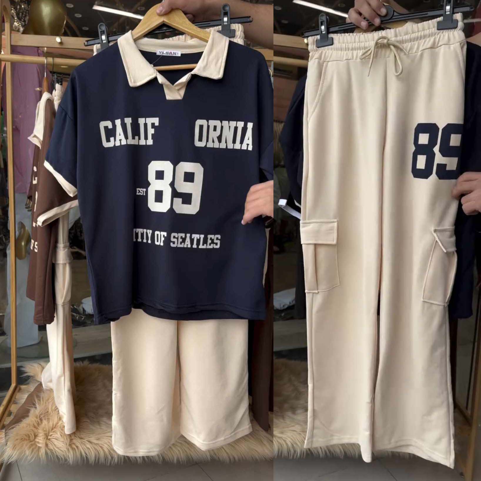 Cali-89 Collar Cargo Style Western 2-Pcs Summer Tracksuit For Her. WSTS-05