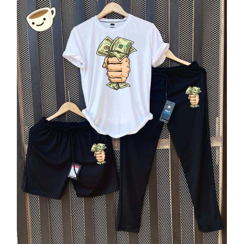 White Dollar Capture Bundle Of 3 Dry-Fit Premium Quality Summer Suit.