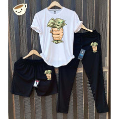 White Dollar Capture Bundle Of 3 Dry-Fit Premium Quality Summer Suit.