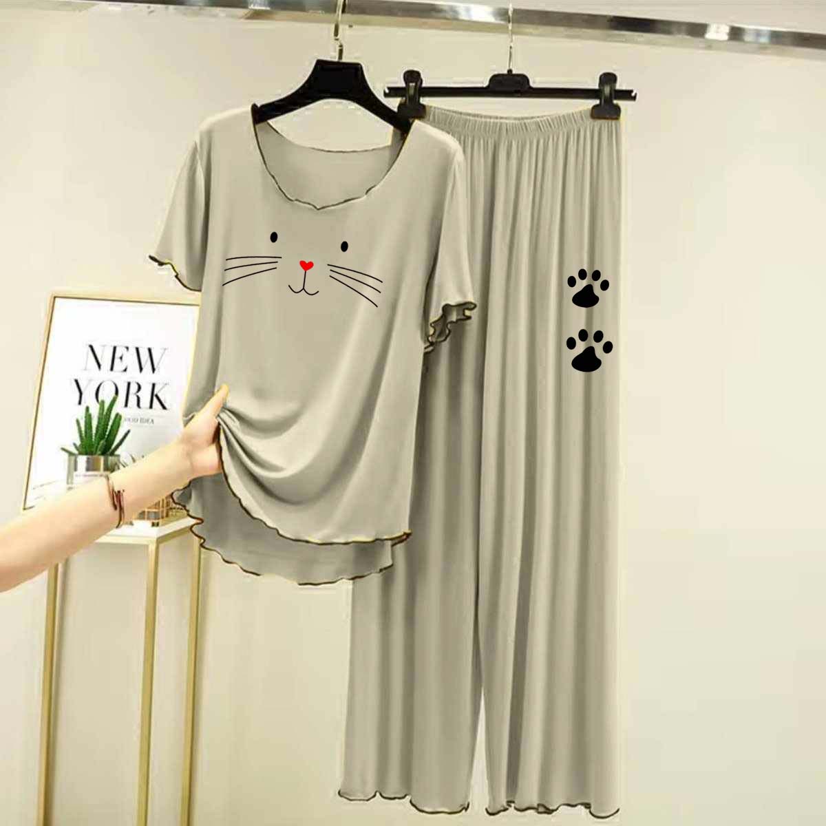 Piko-Style Big-Printed 2-Pcs Lounge And Night Wear Suit. WLW-06