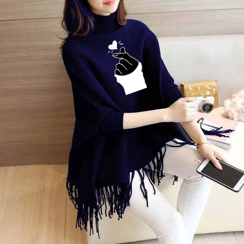 Chutki Printed Bat-Wing Style Winter Poncho.