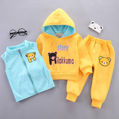 Yellow+Sky-Blue Rilakkuma Printed 3-Pcs Winter Track-Suit For Kid's. K3PWTS-03