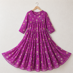 Atlantic Printed Shafoon Long Patch-Work Style Maxi. ZESM-01