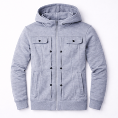 Ripped Style Hooded Winter Zipper Jacket.