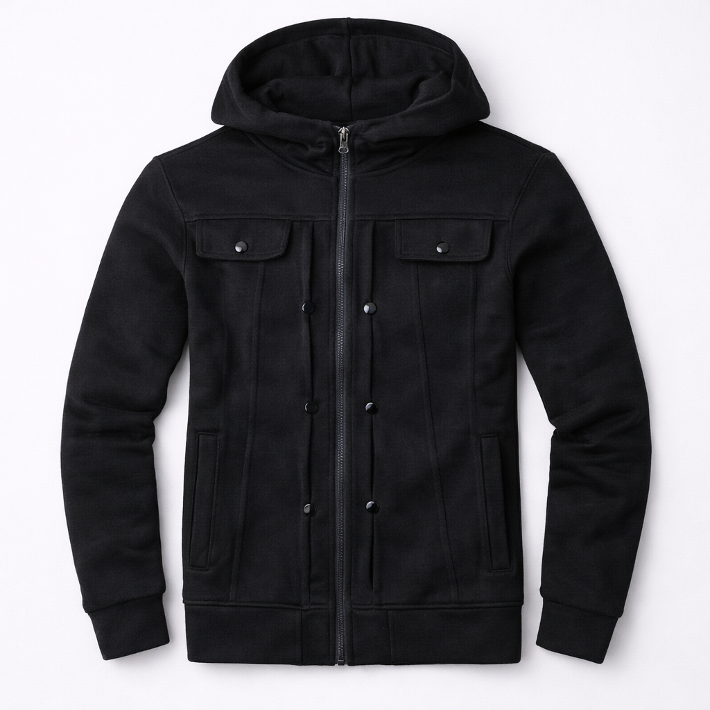 Ripped Style Hooded Winter Zipper Jacket.