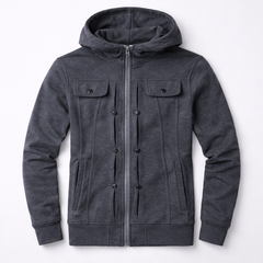 Ripped Style Hooded Winter Zipper Jacket.