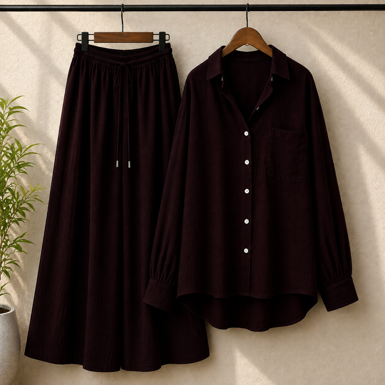 Alenza Western Shirt Style 2-Pcs Stiched Co-Ord Set. V2