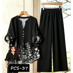 Binara Printed Western Shirt Style 2-Pcs Stiched Co-Ord Set. PCS-37