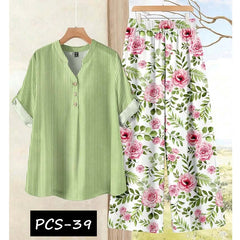 Binara Printed Western Shirt Style 2-Pcs Stiched Co-Ord Set. PCS-39