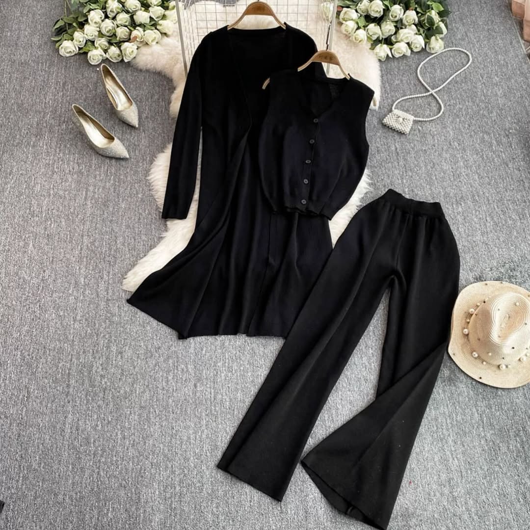 Long Gown Style 3-Pcs Winter Co-Ord Suit. WWTS-26