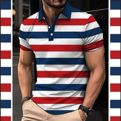 Imported 3D Stripe Printed Style Half-Sleeve Polo Summer Tshirt. MS3DP-104