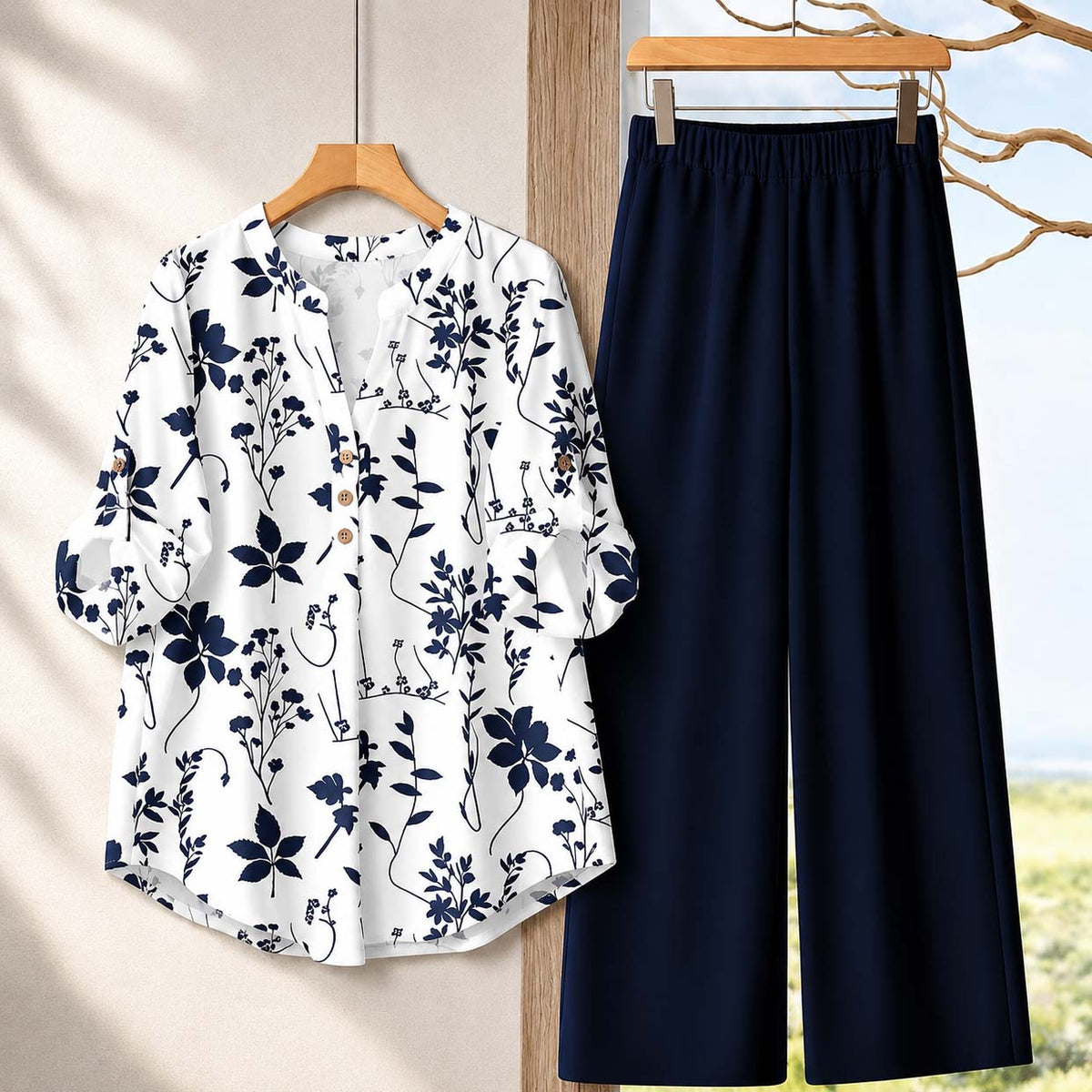 Binara Printed Western Shirt Style 2-Pcs Stiched Co-Ord Set. PCS-14