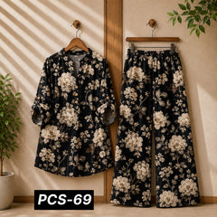 Binara Printed Western Shirt Style 2-Pcs Stiched Co-Ord Set. PCS-69