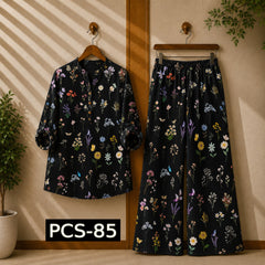 Binara Printed Western Shirt Style 2-Pcs Stiched Co-Ord Set. PCS-85