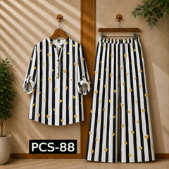 Binara Printed Western Shirt Style 2-Pcs Stiched Co-Ord Set. PCS-88