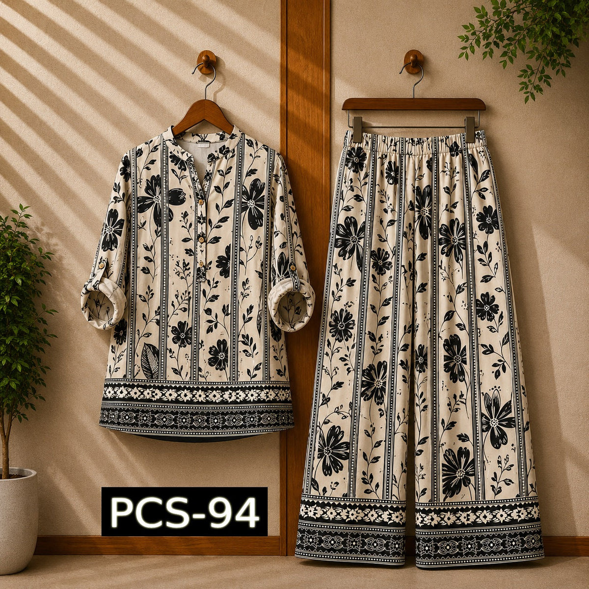 Binara Printed Western Shirt Style 2-Pcs Stiched Co-Ord Set. PCS-94