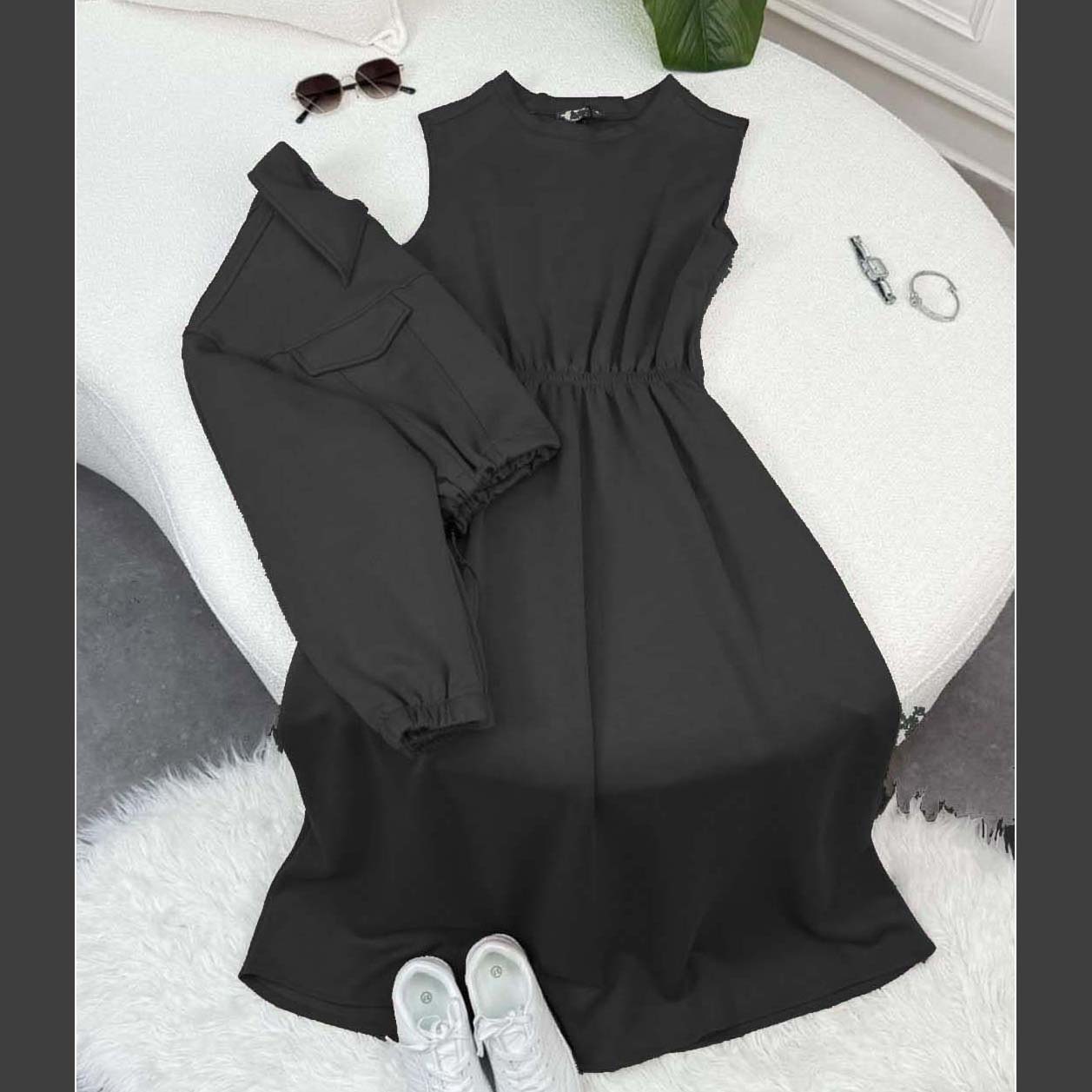 Drop Shoulder Short Jacket Maxi Style 2-Pcs Winter Co-Ord Set. WWTS-15 V2