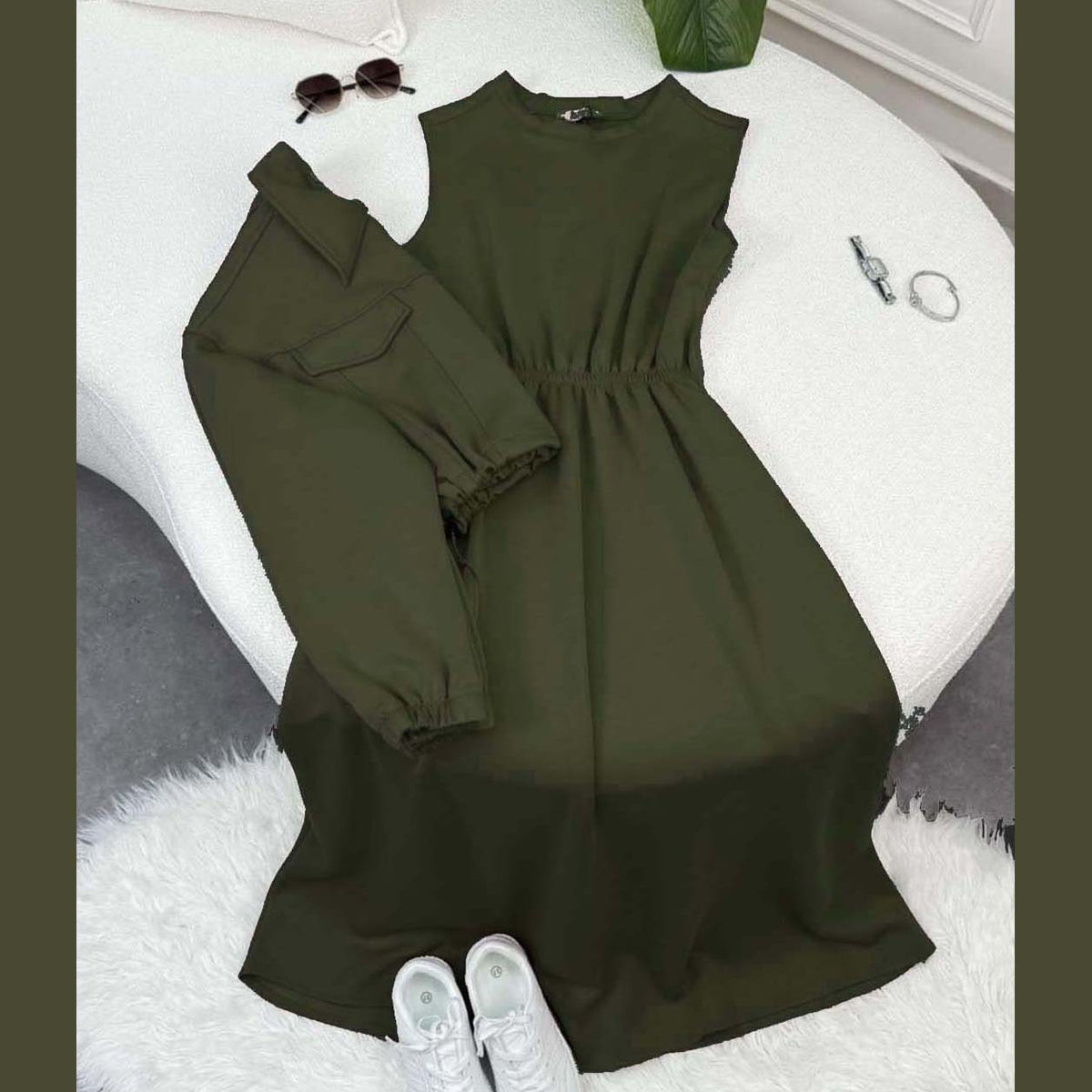 Drop Shoulder Short Jacket Maxi Style 2-Pcs Winter Co-Ord Set. WWTS-15 V2