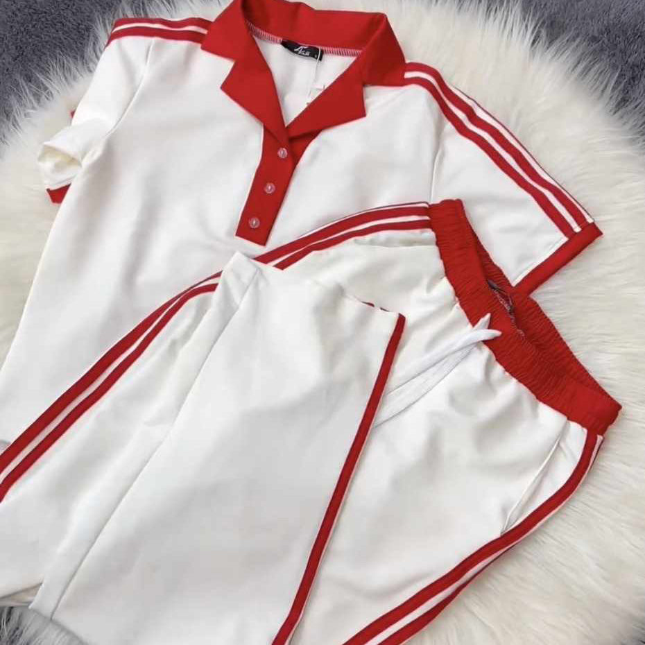 Contrast Collar Style Western 2-Pcs Summer Dry-Fit Tracksuit For Her. WSTS-01