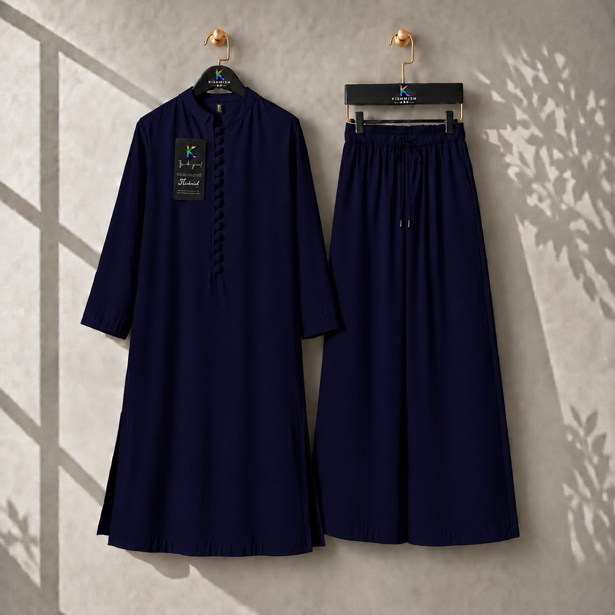 Karizma Solid Long Shirt & Plazo Style 2-Pcs Stiched Co-Ord Set.
