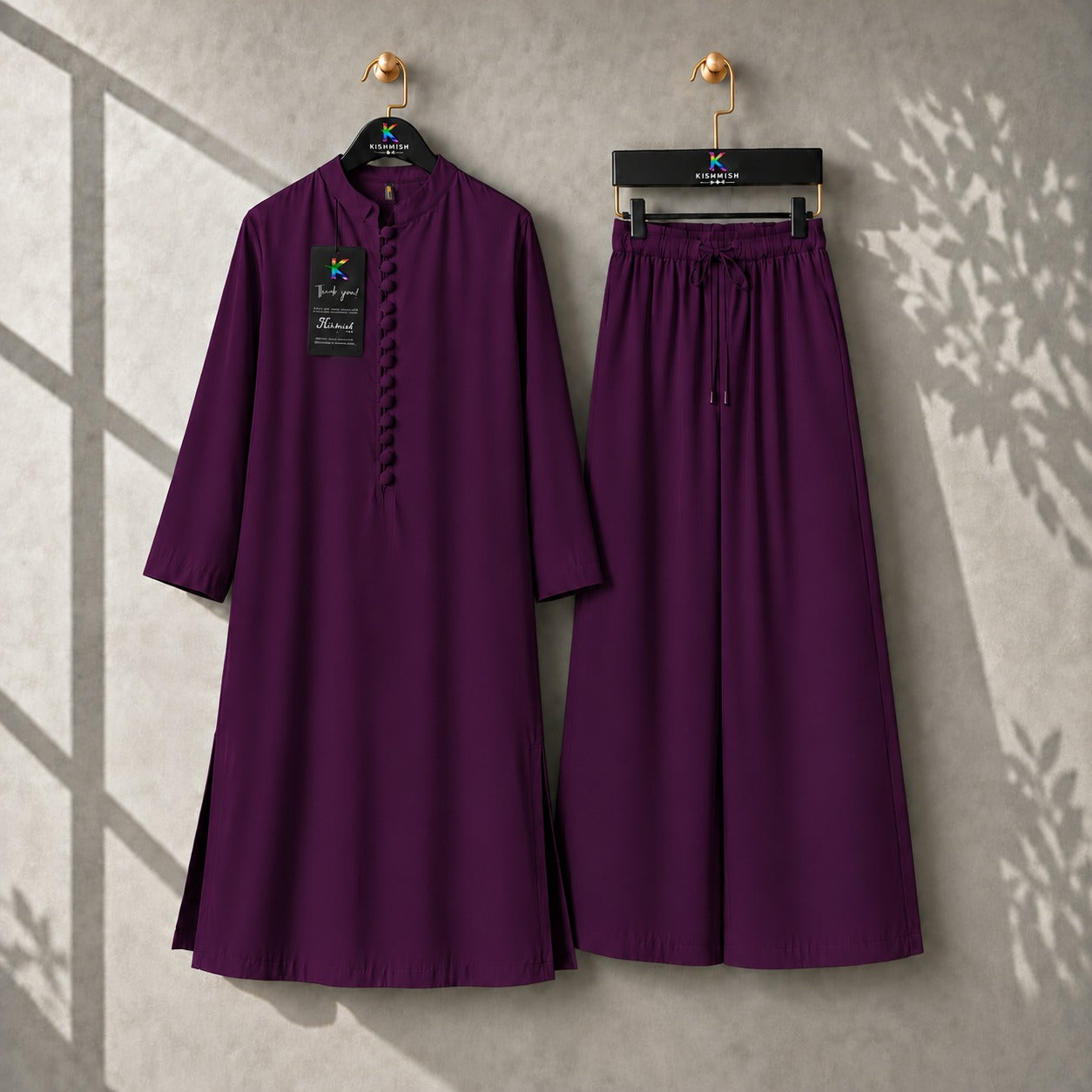 Karizma Solid Long Shirt & Plazo Style 2-Pcs Stiched Co-Ord Set.