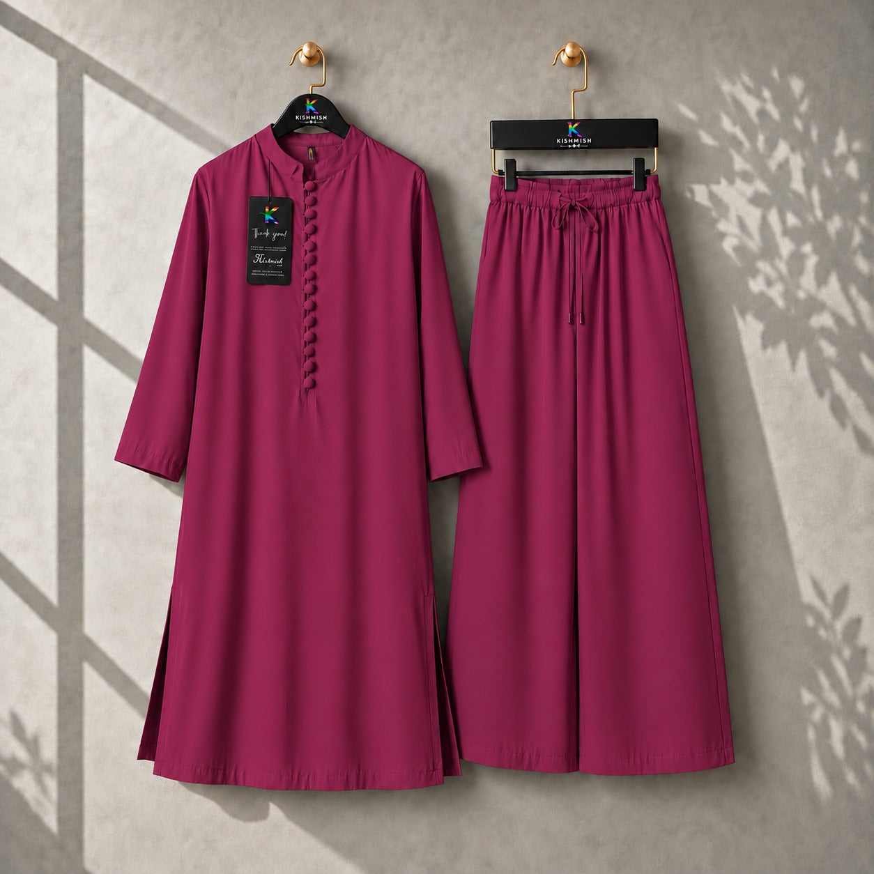 Karizma Solid Long Shirt & Plazo Style 2-Pcs Stiched Co-Ord Set.