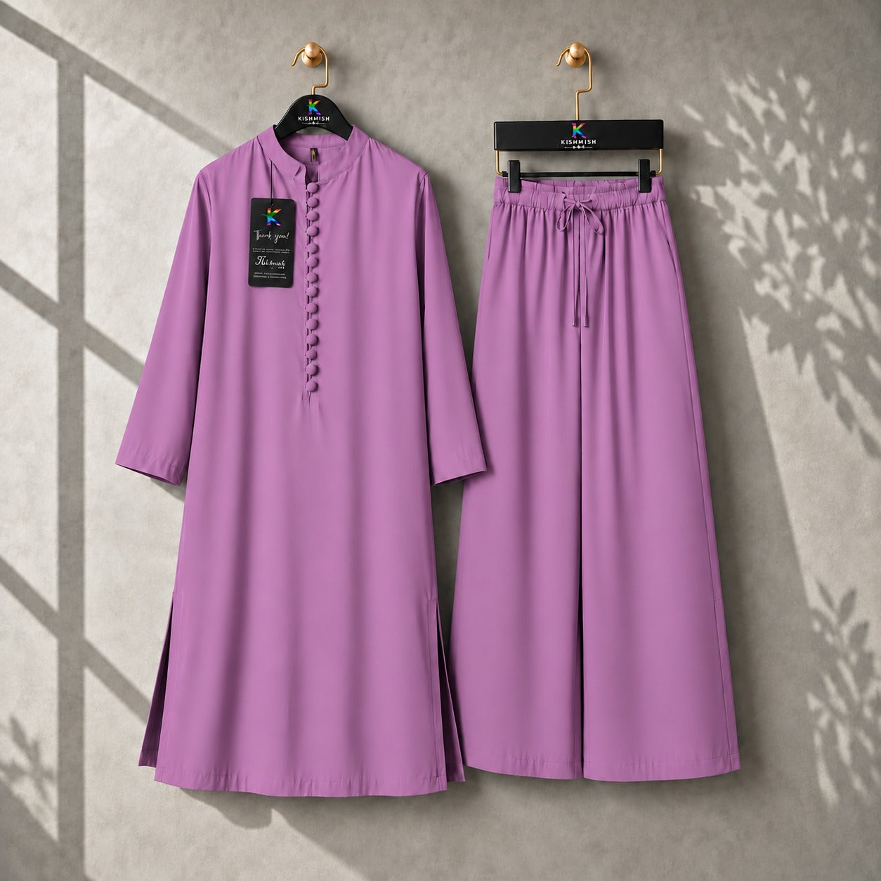 Karizma Solid Long Shirt & Plazo Style 2-Pcs Stiched Co-Ord Set.