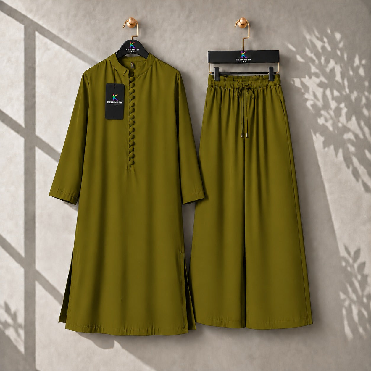 Karizma Solid Long Shirt & Plazo Style 2-Pcs Stiched Co-Ord Set.
