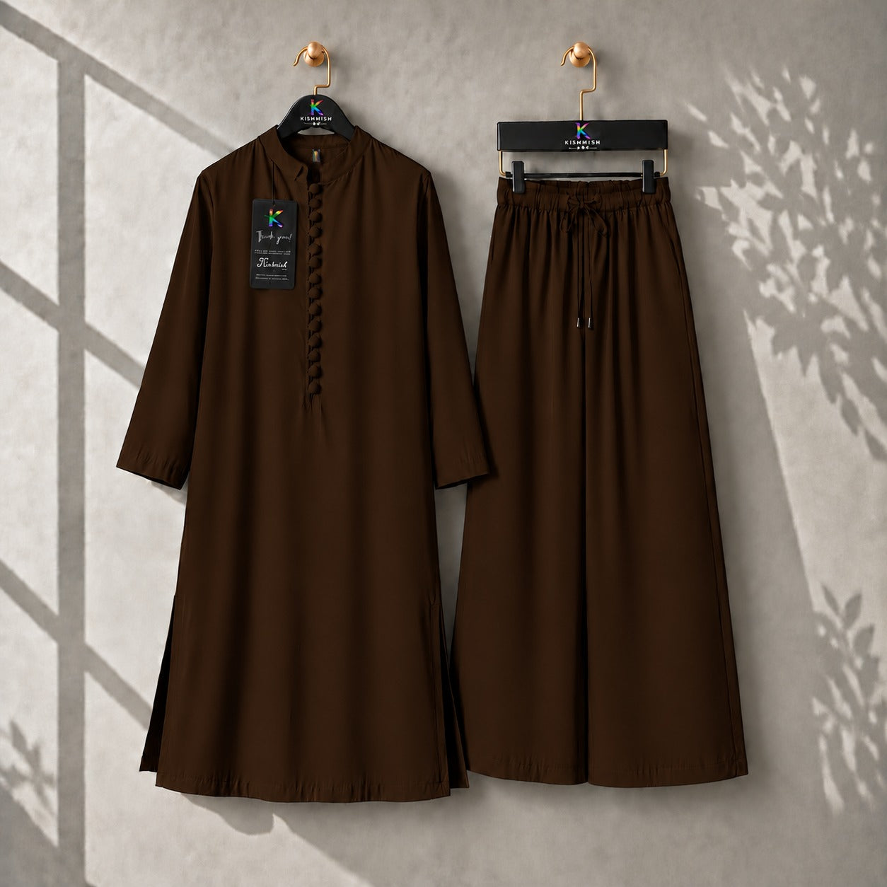Karizma Solid Long Shirt & Plazo Style 2-Pcs Stiched Co-Ord Set.