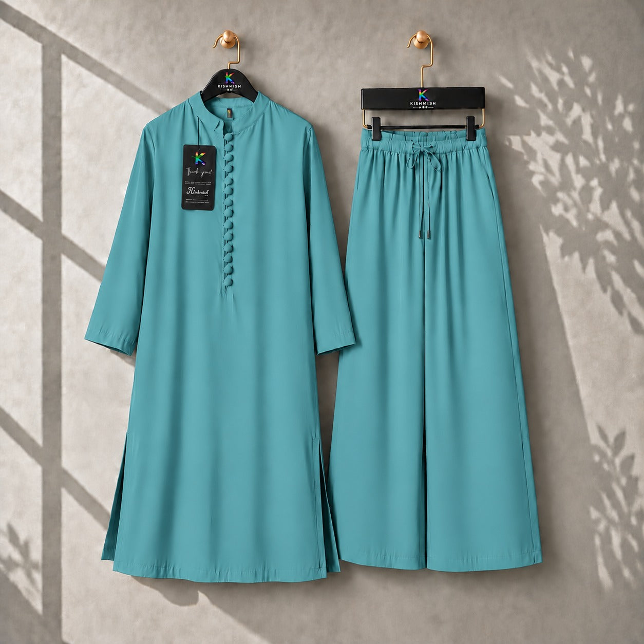 Karizma Solid Long Shirt & Plazo Style 2-Pcs Stiched Co-Ord Set.