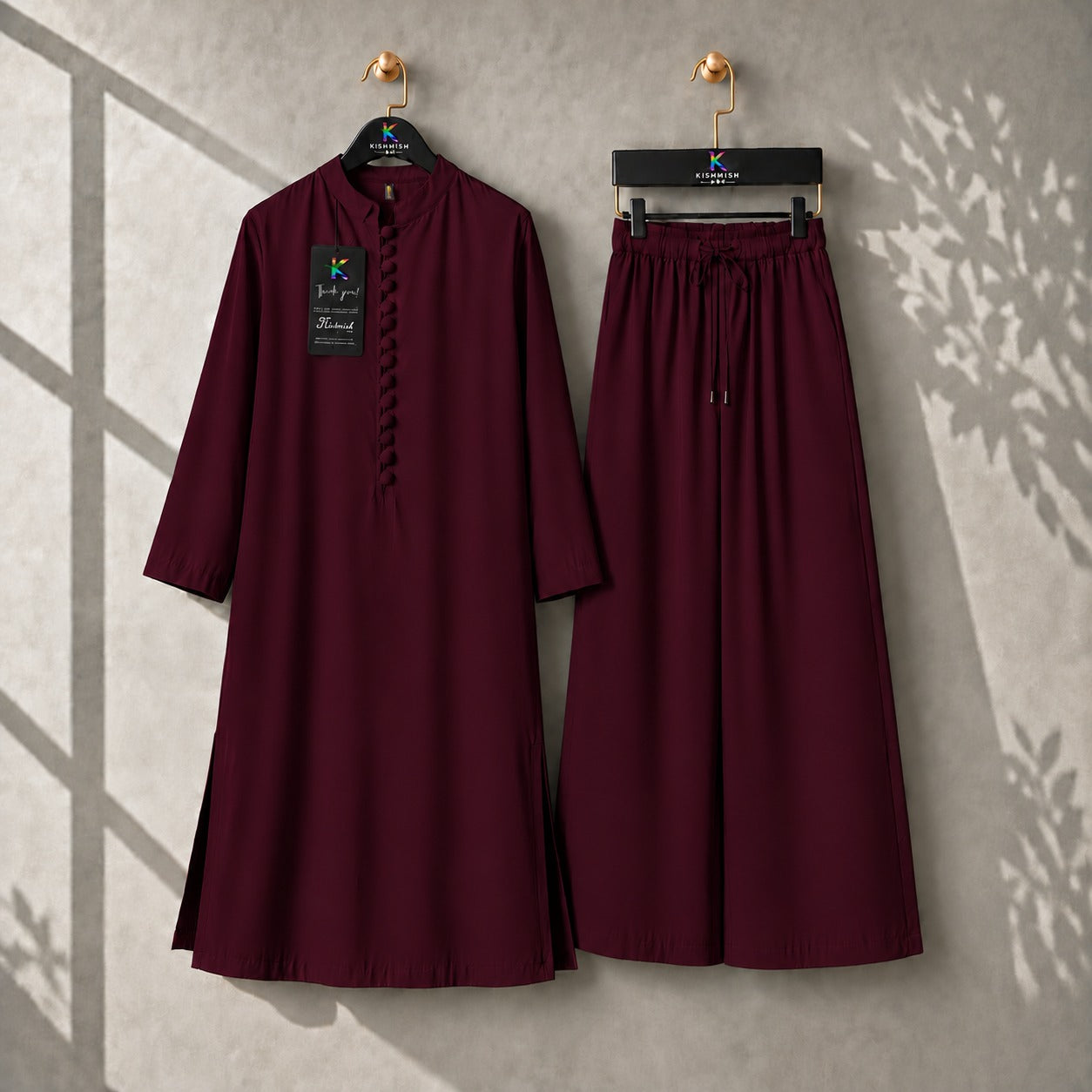 Karizma Solid Long Shirt & Plazo Style 2-Pcs Stiched Co-Ord Set.